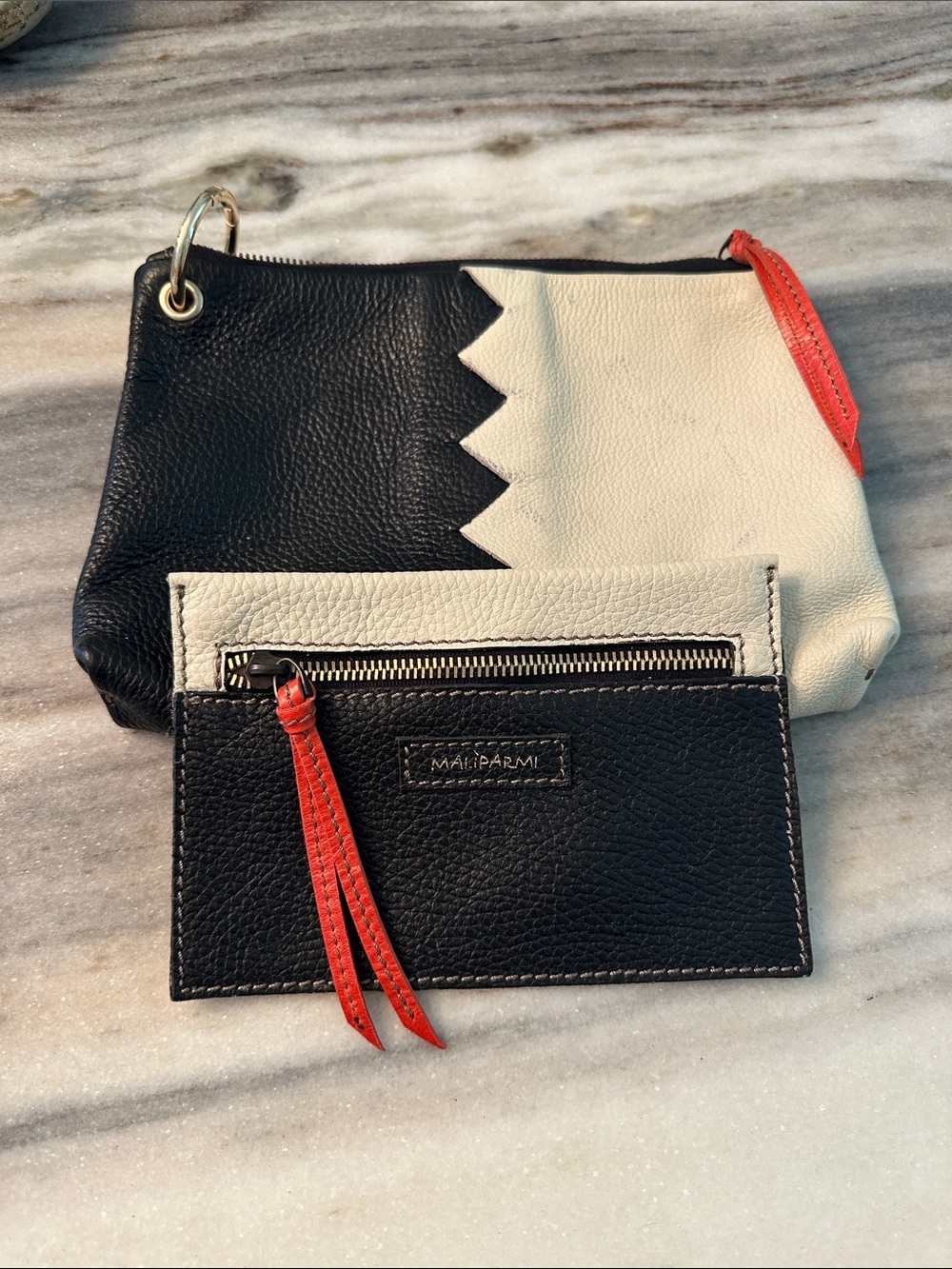 MALIPARMI TWO TONE LEATHER POUCHE set